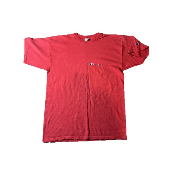 Vintage 1980s Champion Logo T Shirt Made In USA Single Stitch Red - Picture 1 of 4